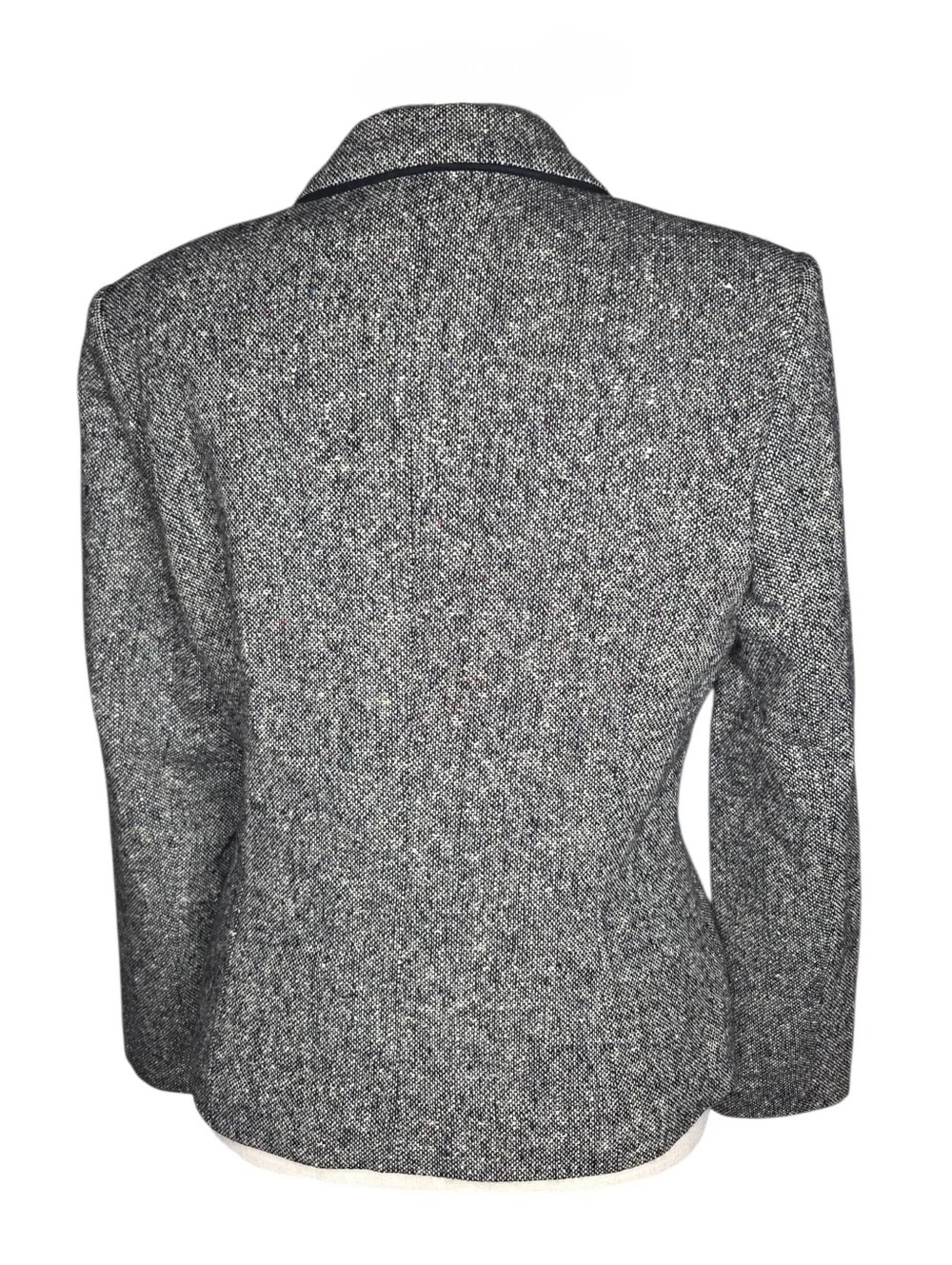 Vintage David N Wool Blend Tweed Blazer Gray Textured Jacket Medium